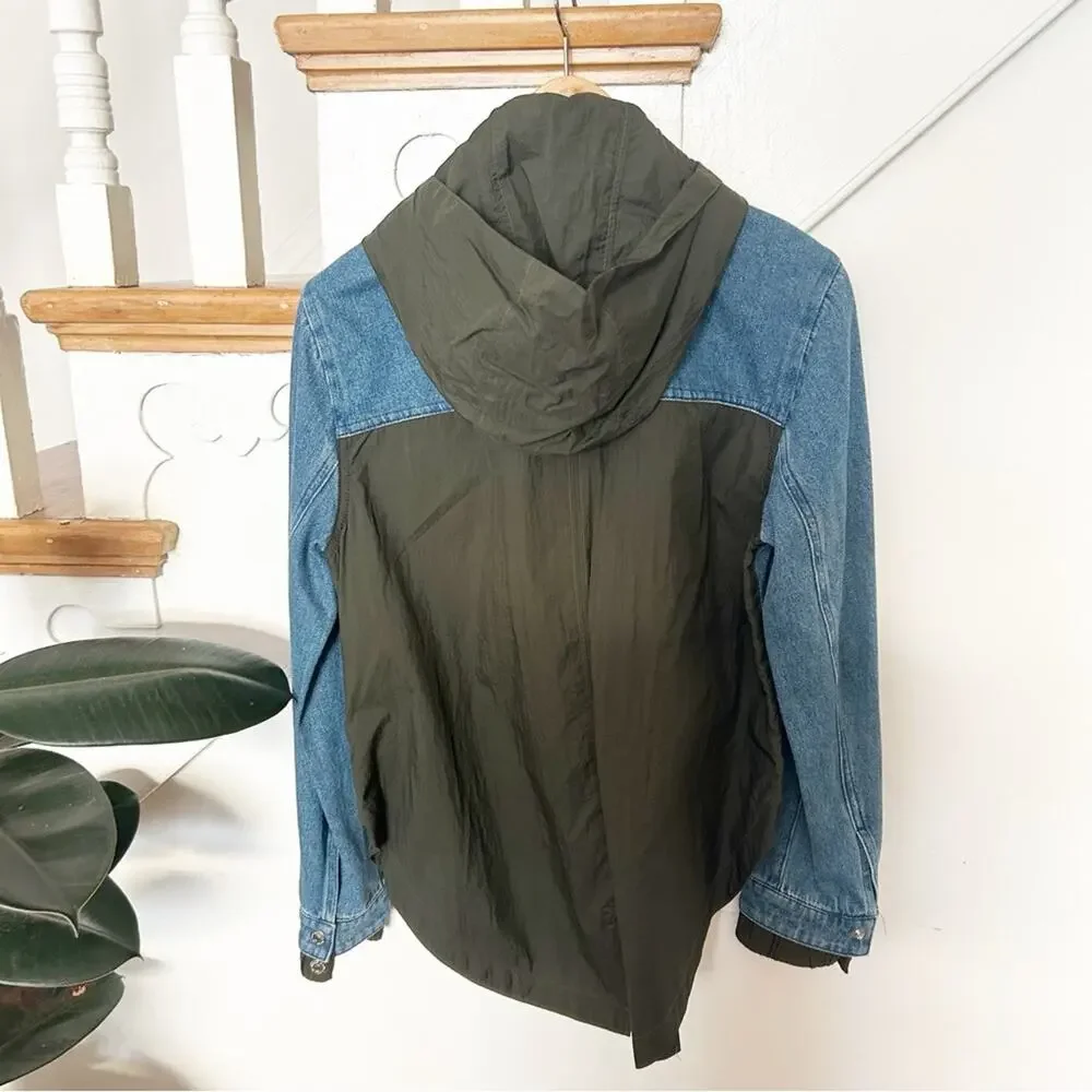 Veronica Beard Shani Jacket Denim Twill Hooded High-Low Hem Blue Cotton Size M - Picture 7 of 8